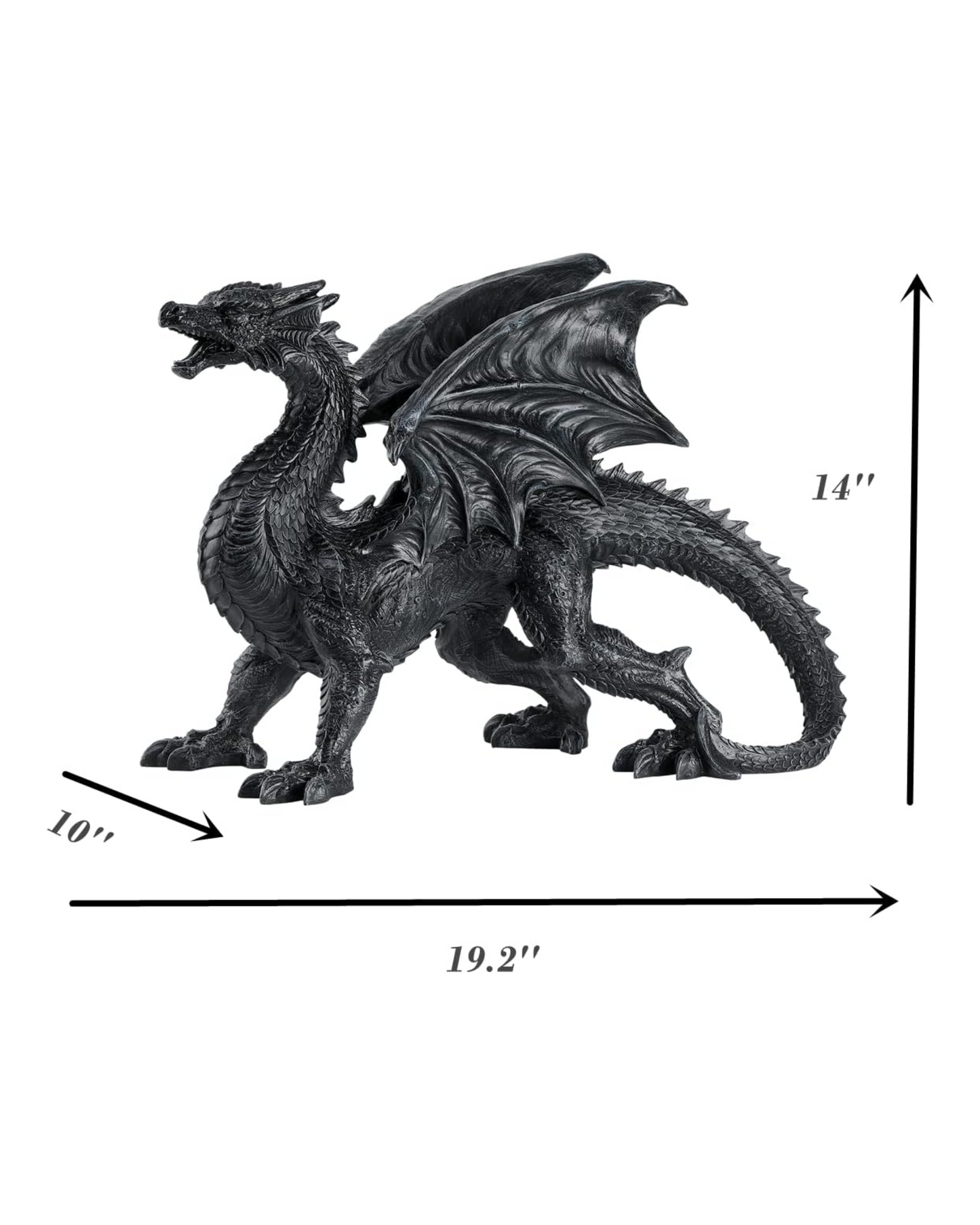 Estatua de Dragón Medieval, Decoración Dragón Negro, Estatua Dragón Gótico Negro